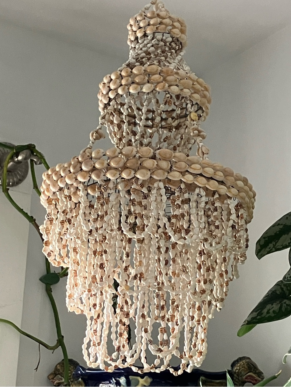 Handcrafted Beaded Shell Chandelier - One of a Kind!